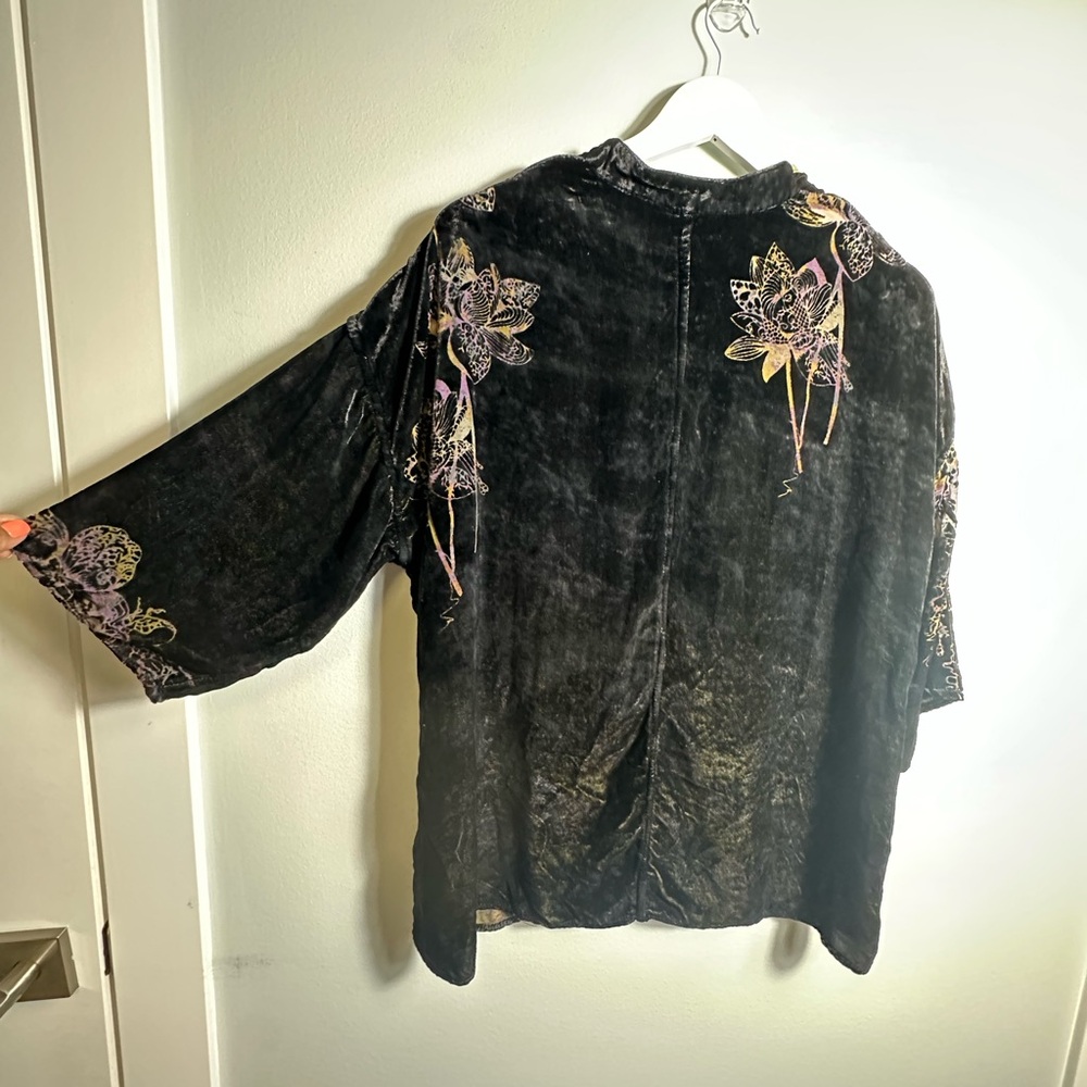 CITRON Silk Rayon Blend Burnout Velvet Kimono Topper Cardi Size XS - Picture 11 of 14